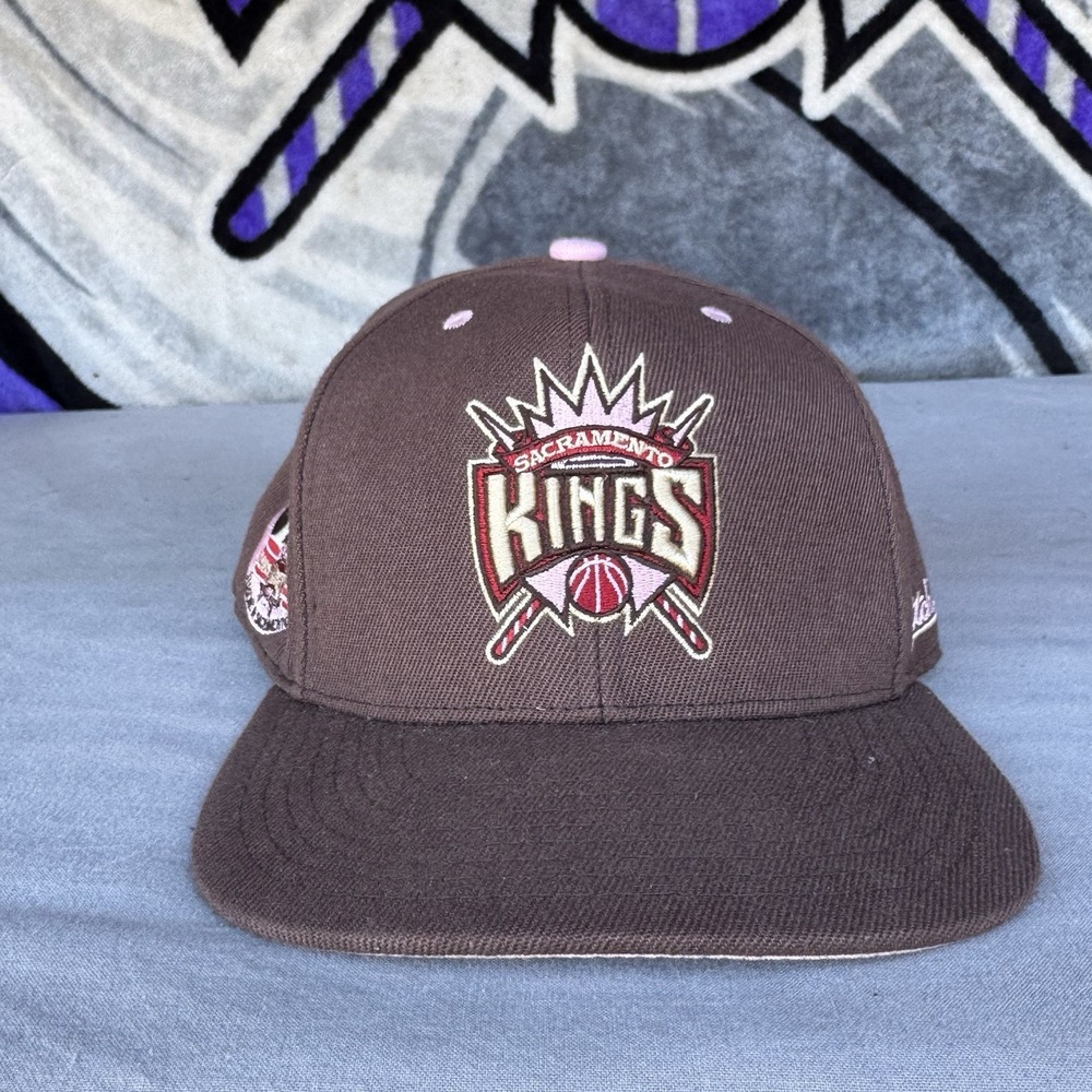 Size 8 - Mitchell & Ness Sacramento Kings Hat Brown Pink HWC Retro Cap 1985